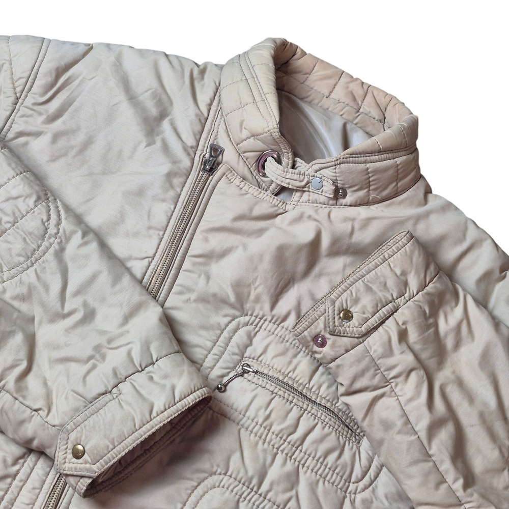 VTG Fusalp Women's‎ XL Quilted Ski Jacket Made in France Cream Insulated Retro